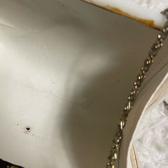 Elka acrylic pearlescent evening clutch crossbody bag gold tone snap latch. - Picture 9 of 9